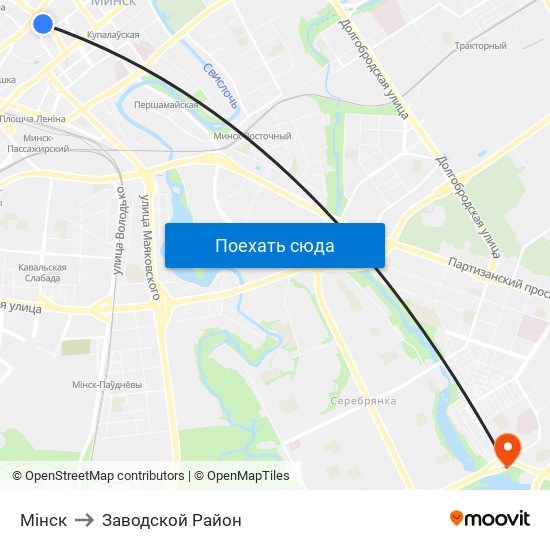 Мінск to Заводской Район map