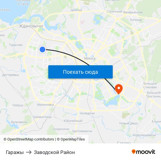 Гаражы to Заводской Район map