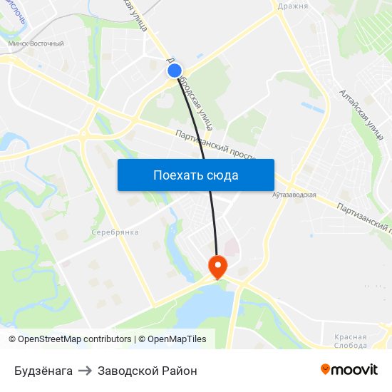 Будзёнага to Заводской Район map