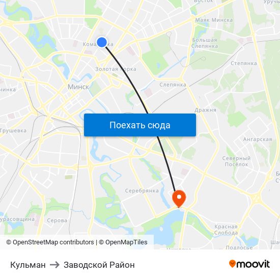Кульман to Заводской Район map