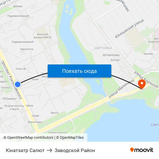 Кінатэатр Салют to Заводской Район map