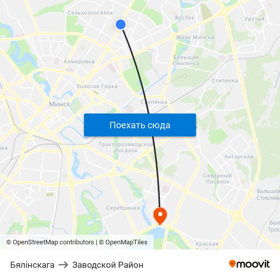 Бялінскага to Заводской Район map