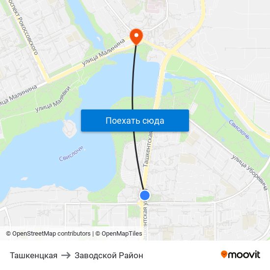 Ташкенцкая to Заводской Район map