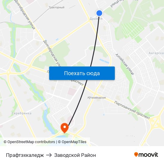 Прафтэхкаледж to Заводской Район map
