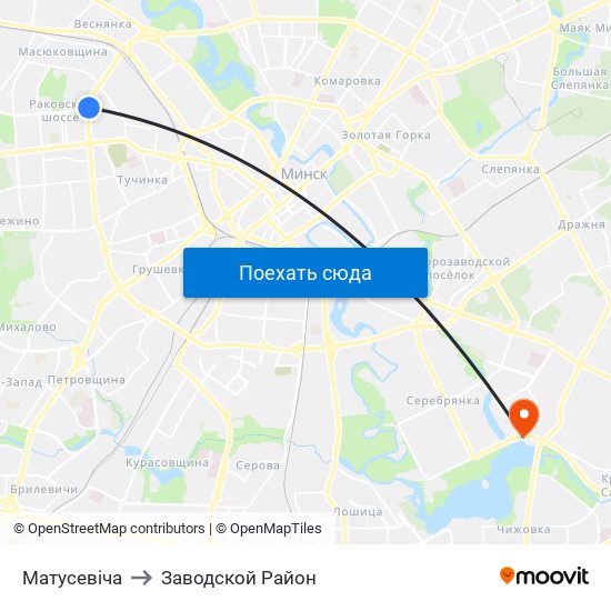 Матусевіча to Заводской Район map