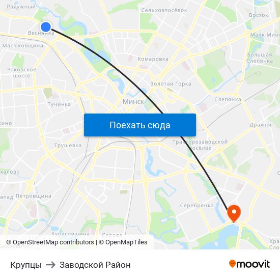 Крупцы to Заводской Район map