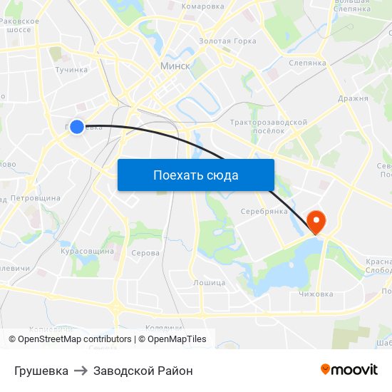 Грушевка to Заводской Район map