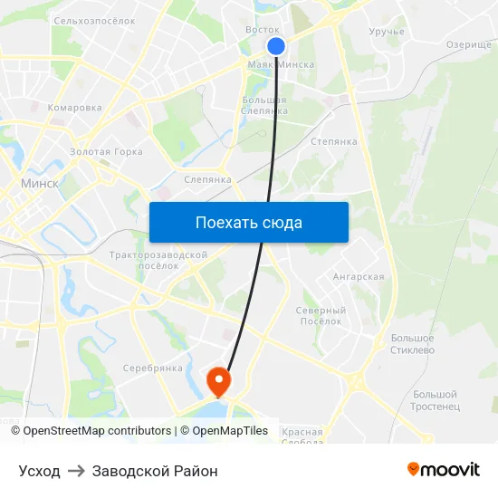 Усход to Заводской Район map