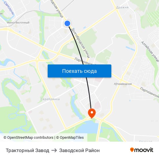 Тракторный Завод to Заводской Район map