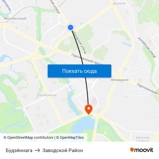 Будзённага to Заводской Район map