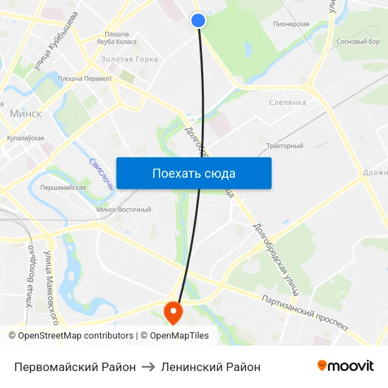 Первомайский Район to Ленинский Район map
