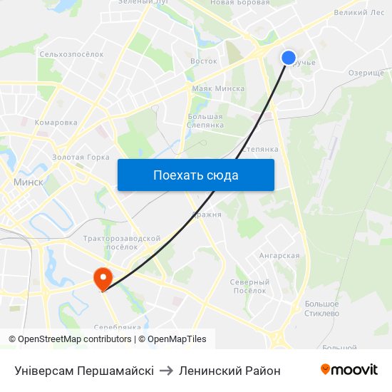 Універсам Першамайскі to Ленинский Район map