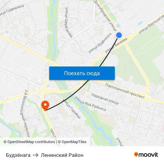 Будзёнага to Ленинский Район map