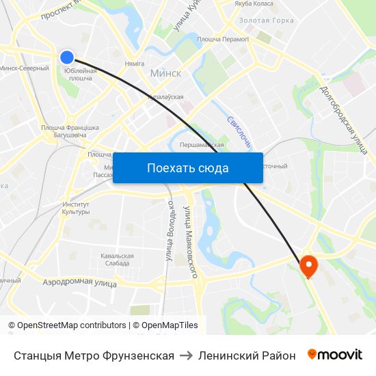 Станцыя Метро Фрунзенская to Ленинский Район map