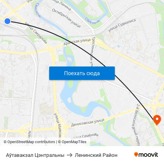 Аўтавакзал Цэнтральны to Ленинский Район map