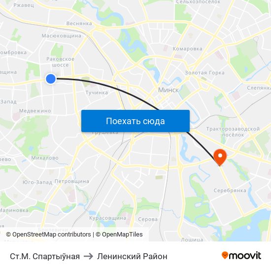 Ст.М. Спартыўная to Ленинский Район map