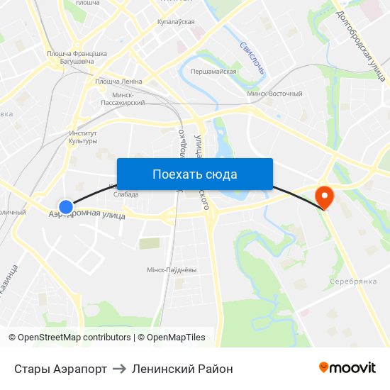 Стары Аэрапорт to Ленинский Район map