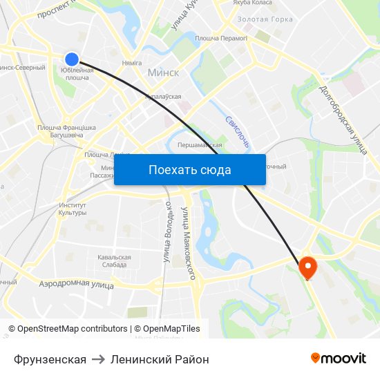 Фрунзенская to Ленинский Район map