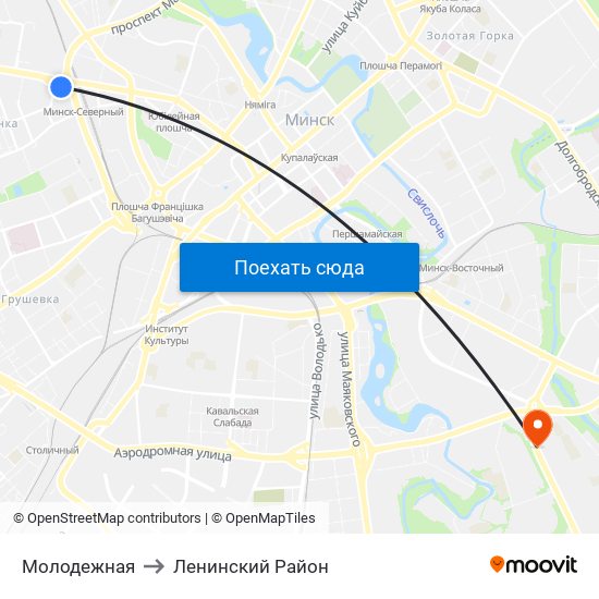 Молодежная to Ленинский Район map