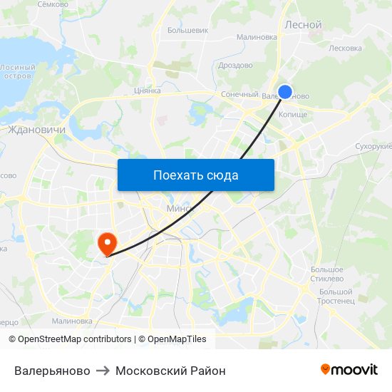 Валерьяново to Московский Район map