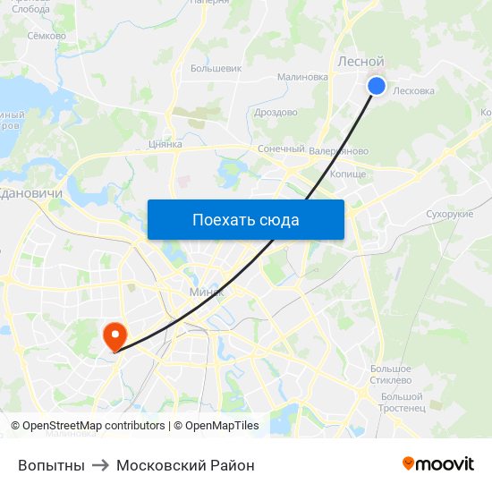 Вопытны to Московский Район map