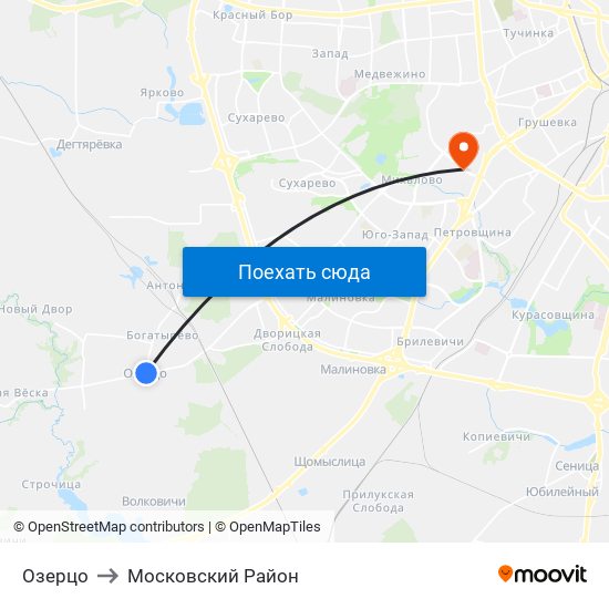 Озерцо to Московский Район map
