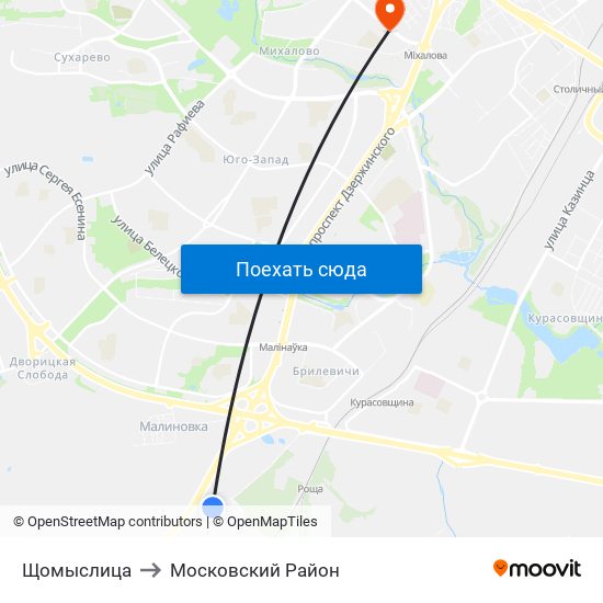 Щомыслица to Московский Район map