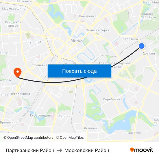 Партизанский Район to Московский Район map