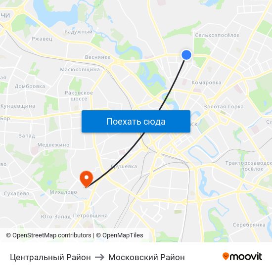 Центральный Район to Московский Район map