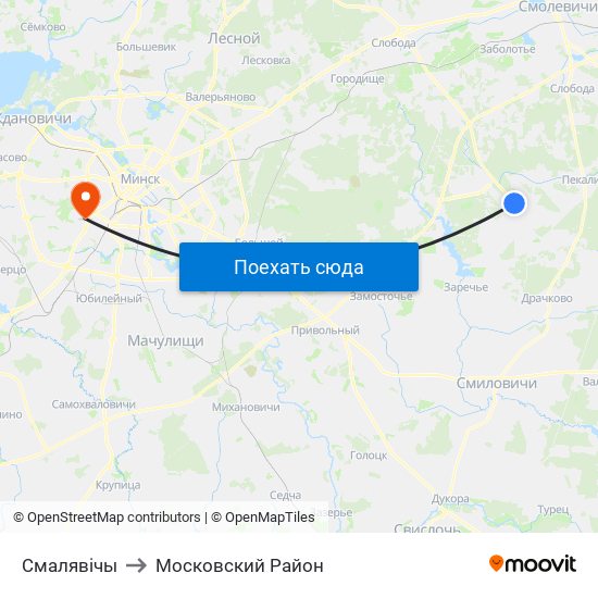 Смалявічы to Московский Район map
