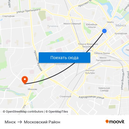 Мінск to Московский Район map