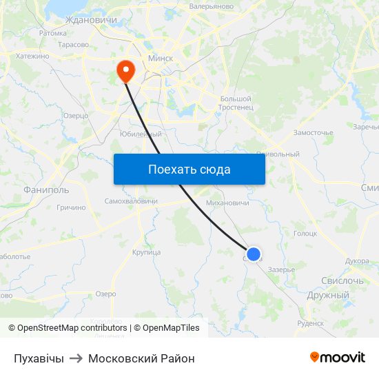 Пухавічы to Московский Район map