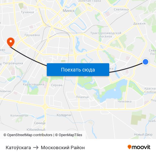 Катоўскага to Московский Район map