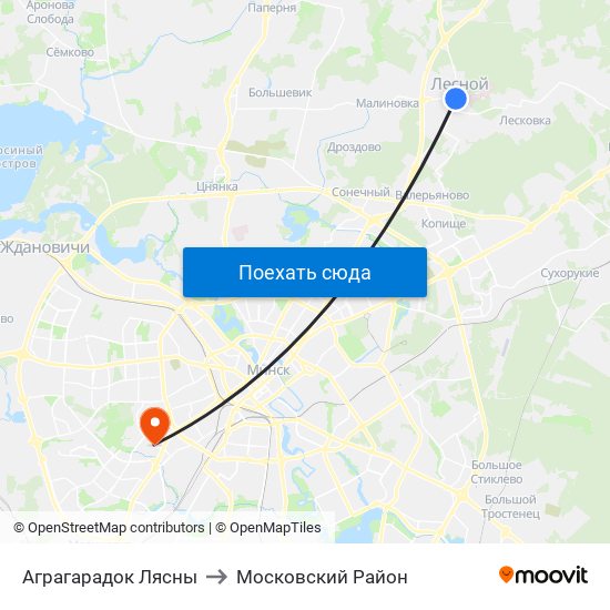 Аграгарадок Лясны to Московский Район map