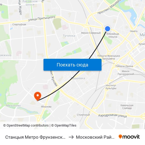 Станцыя Метро Фрунзенская to Московский Район map