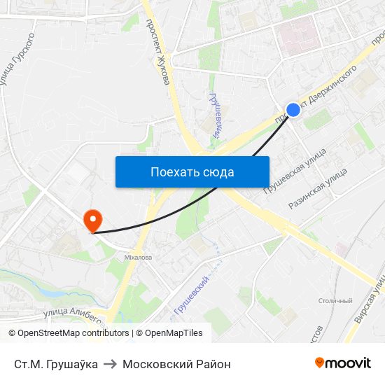 Ст.М. Грушаўка to Московский Район map