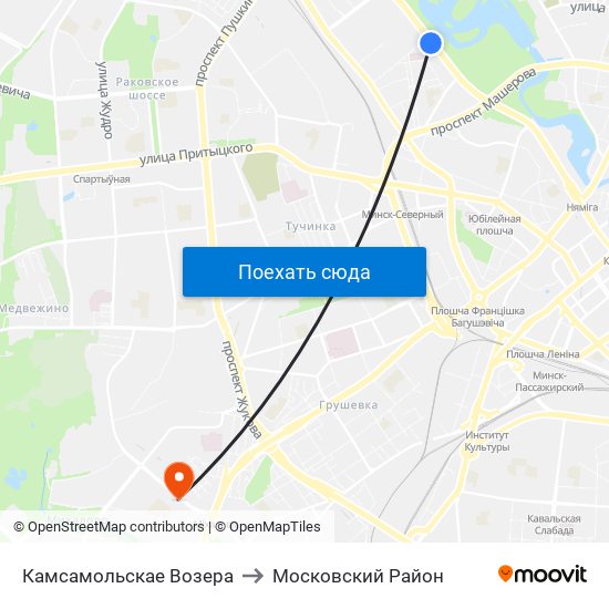 Камсамольскае Возера to Московский Район map