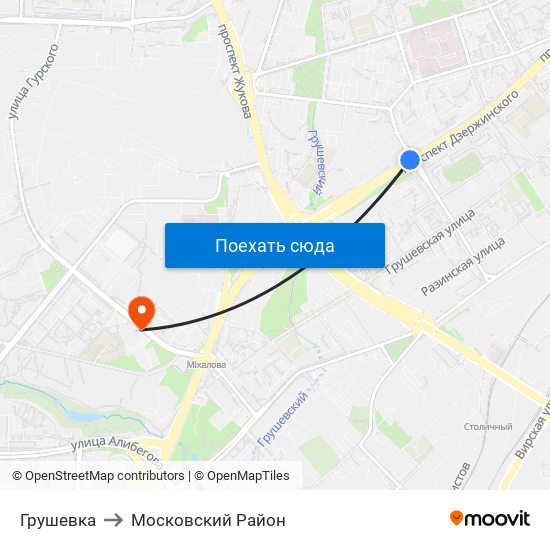 Грушевка to Московский Район map