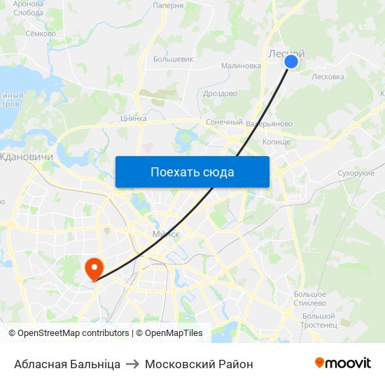Абласная Бальніца to Московский Район map