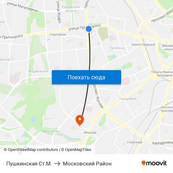 Пушкинская Ст.М. to Московский Район map