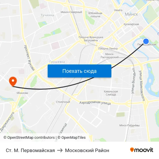 Ст. М. Первомайская to Московский Район map