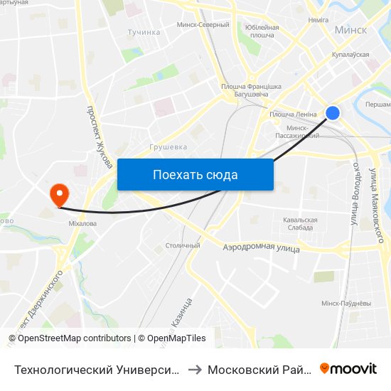 Технологический Университет to Московский Район map