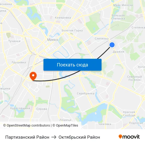 Партизанский Район to Октябрьский Район map