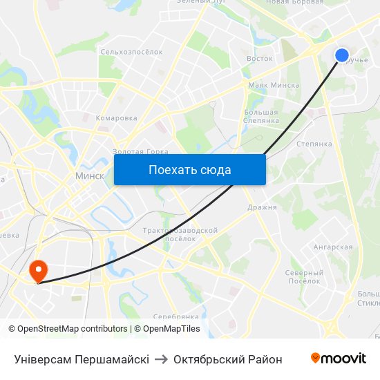 Універсам Першамайскі to Октябрьский Район map