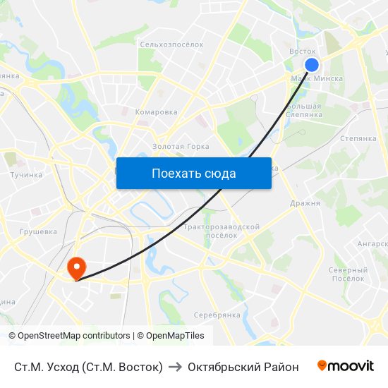 Ст.М. Усход (Ст.М. Восток) to Октябрьский Район map