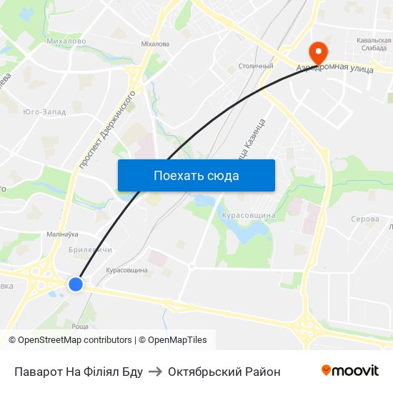 Паварот На Філіял Бду to Октябрьский Район map