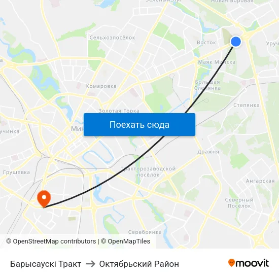 Барысаўскі Тракт to Октябрьский Район map