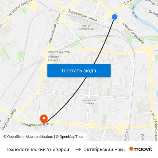 Технологический Университет to Октябрьский Район map