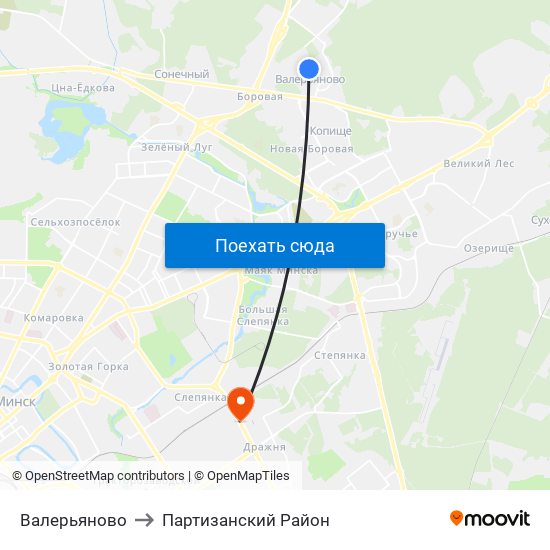 Валерьяново to Партизанский Район map