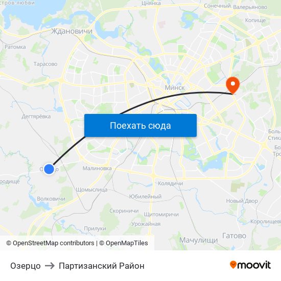 Озерцо to Партизанский Район map